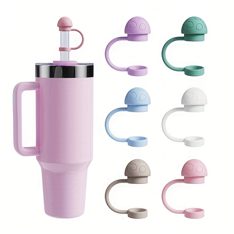 6pcs Skull Shaped Silicone Straw Caps - Colorful Straw Stoppers & Lids For Water Bottles, Cups, Tumblers