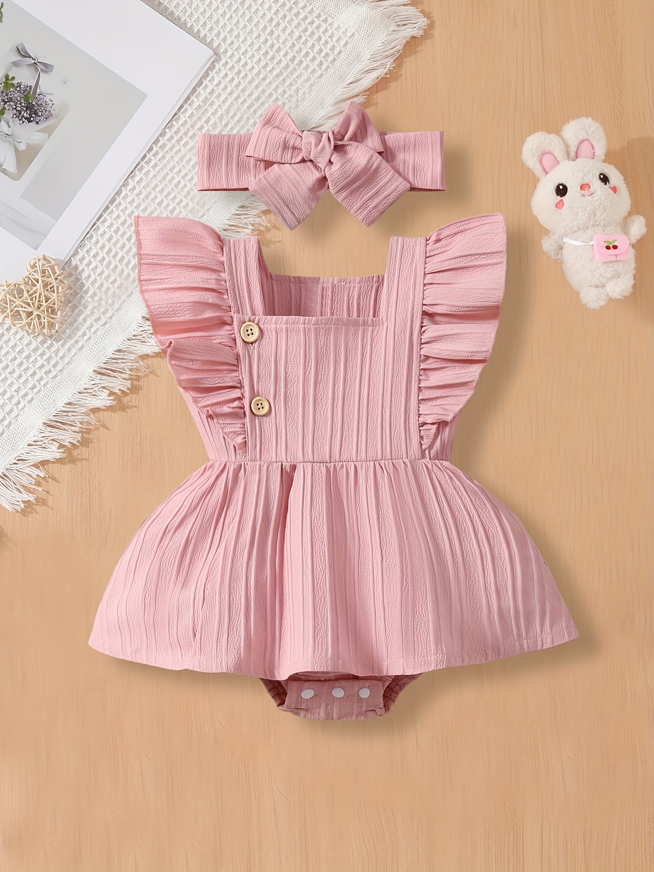 girls' summer new arrival casual bowknot solid color Temu
