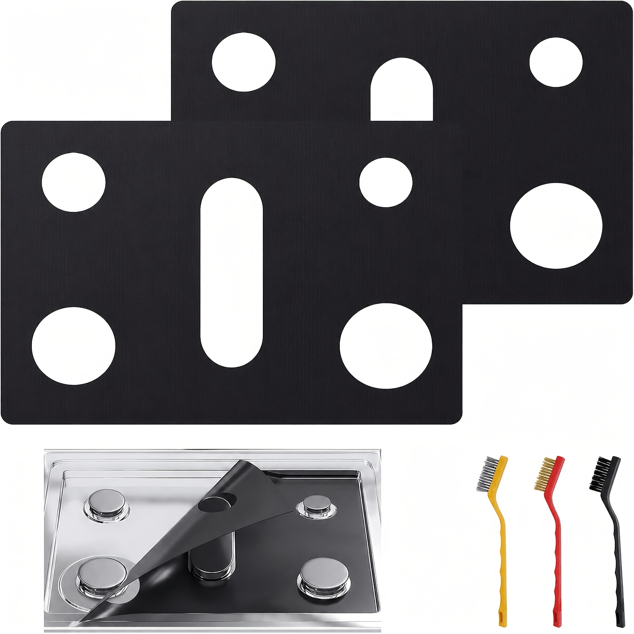 TEMU Protection de brûleur de cuisinière à gaz, protection supérieure réutilisable pour plaques à gaz, tapis de protection pour four et couvercle de
