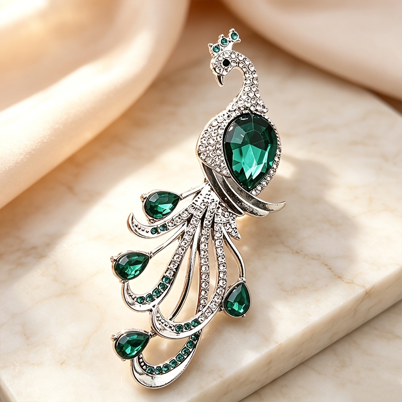 TEMU 1pc Retro Peacock Brooch, Elegant All-match Flower Pin, Suitable For Dates, Vacations, Banquets, Parties, Decorating Women's Dresses And Shirts