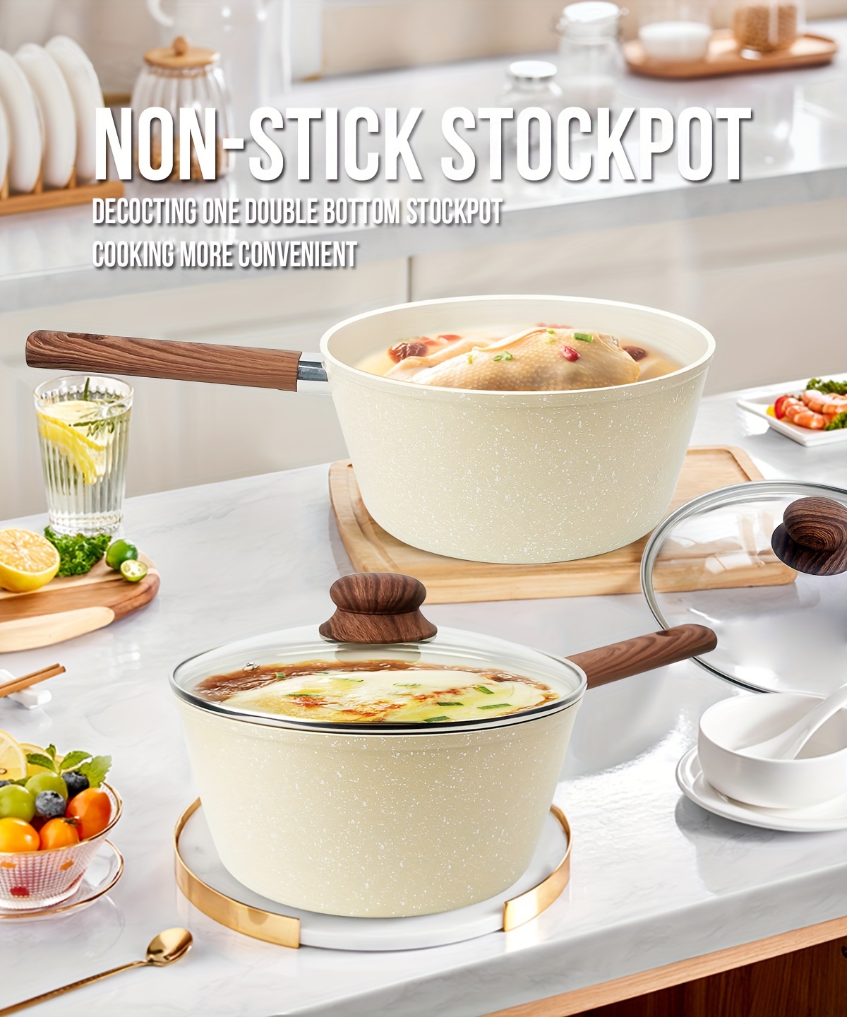 popular   non stick aluminum soup pot beige versatile cooking pot for all stovetops rice frying pot details 0