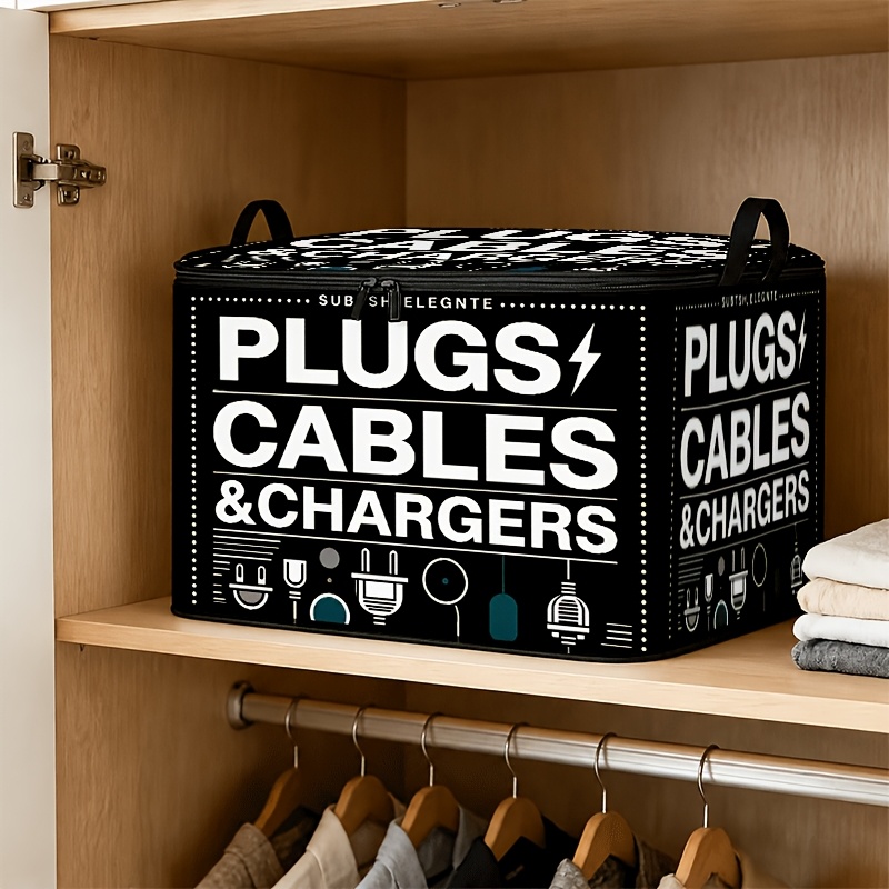 Plug Cable Icon Pattern Storage Box for Home Organization