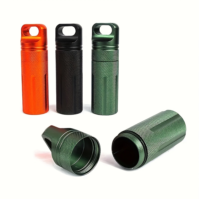 

3pcs Aluminum Alloy Airtight Pill Container Bottle Portable Outdoor Edc Single Chamber Capsule Holder Waterproof Medicine Case