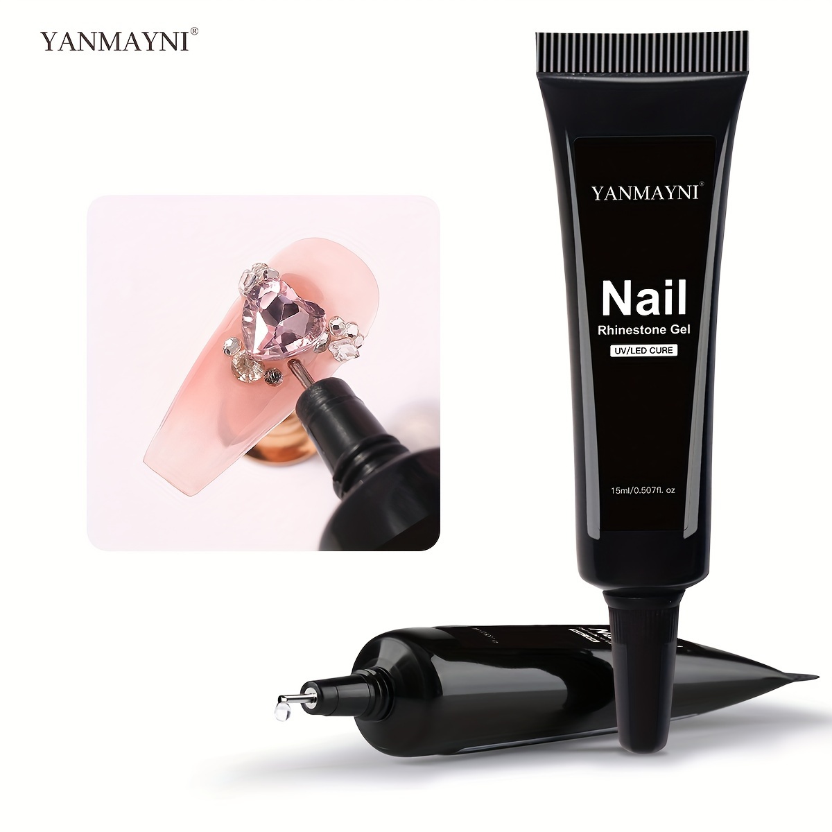 Yanmayni 15ml Rhinestone For Nails, 0.507fl.oz For Nail Gem Gel, 3d For Nail Art Gel For Nail Charms, Gems And Jewels Decoration
