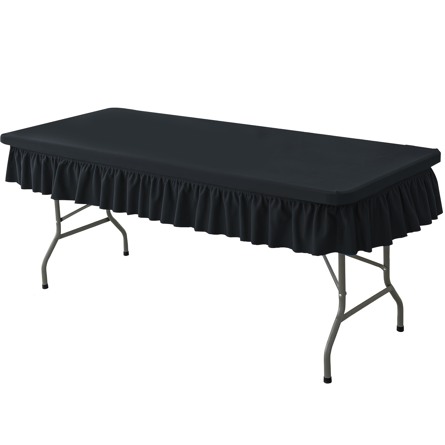 TEMU 1pc Stretch Tablecloth For Rectangular Tables - Flared Wrap Design, Wrinkle-resistant, Washable - Ideal For Weddings, Parties, Banquets & Table