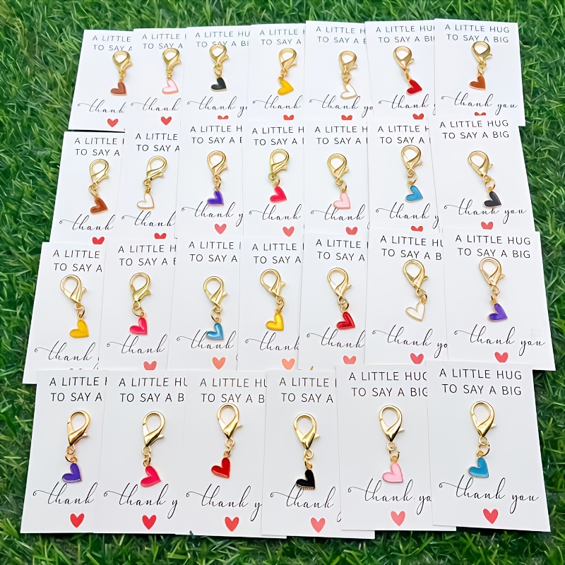 Image of 27pcs Alloy Heart Keychain Set, Includes Thank You Card, Durable Alloy Lobster Clasps, Valentine's Day/ Day/graduation Season/anniversary Gift, Warm Gift For Teachers/moms/