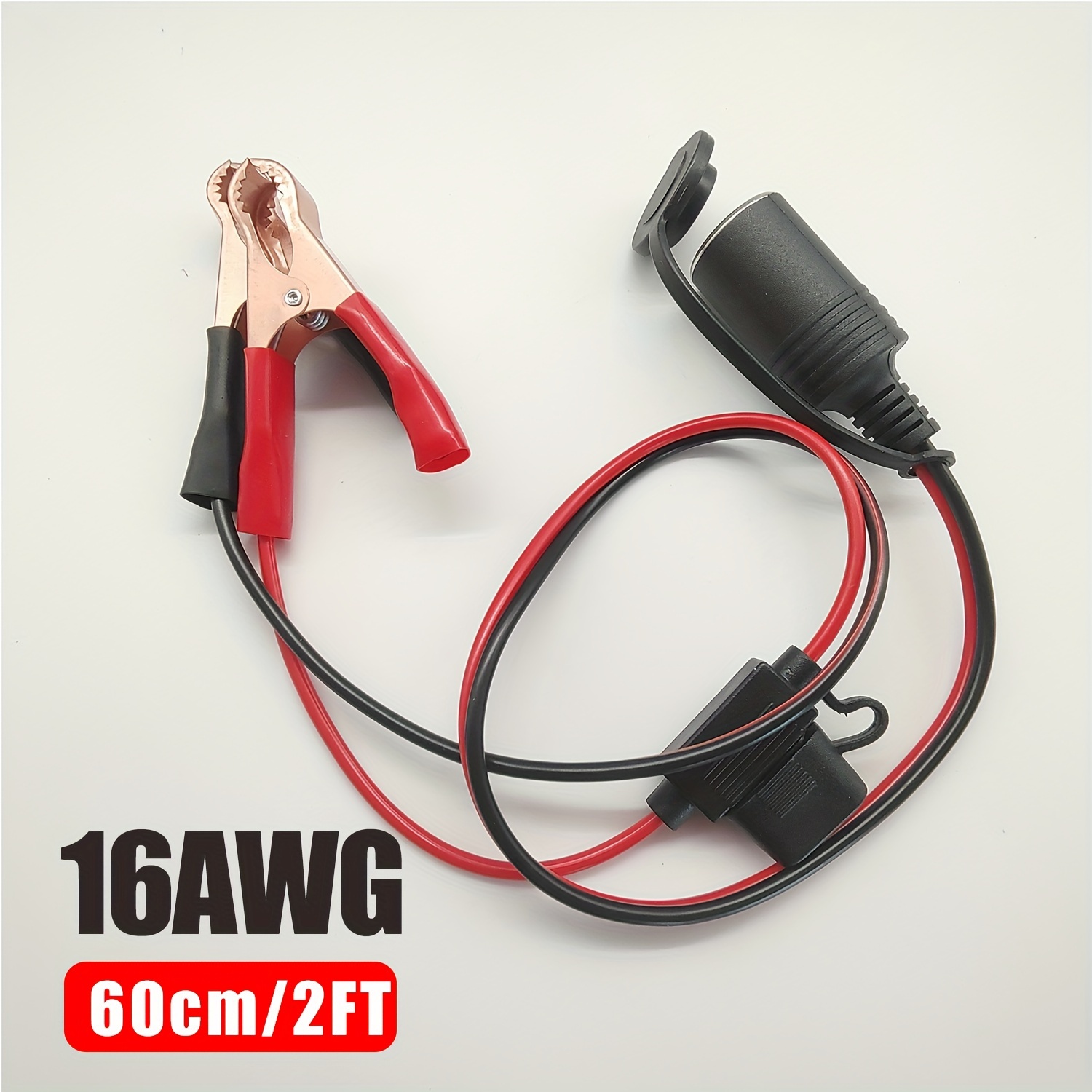 battery clamp to cigarette lighter socket 16AWG Car Plug Battery Adapter, Female Car Plug Socket to Battery * Clips  for Car Battery Clamp Extension Cable, Car Plug Extension Cord with 10A  Fuse (60Cm/2Ft), Without Battery