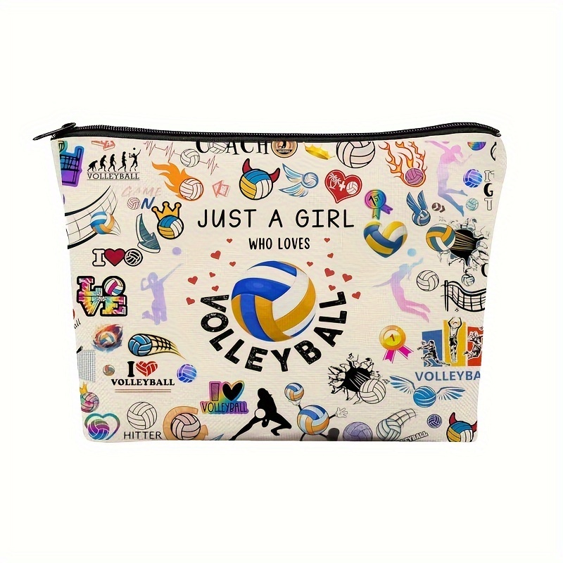 

Volleyball-themed Makeup Bag - Lightweight, Foldable Cosmetic Pouch For , Ideal For Travel & Gifts