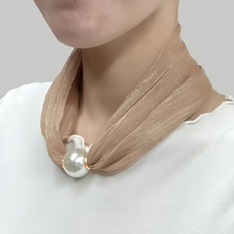 Image of Elegant Women's Decorative Scarf Neckpiece - Polyester, Solid Color, Yarn-dyed, Inelastic, Hand Washable, Stylish Black, Red, Green, Purple, White, Fashion | Stylish Neckpiece | Polyester Fabric