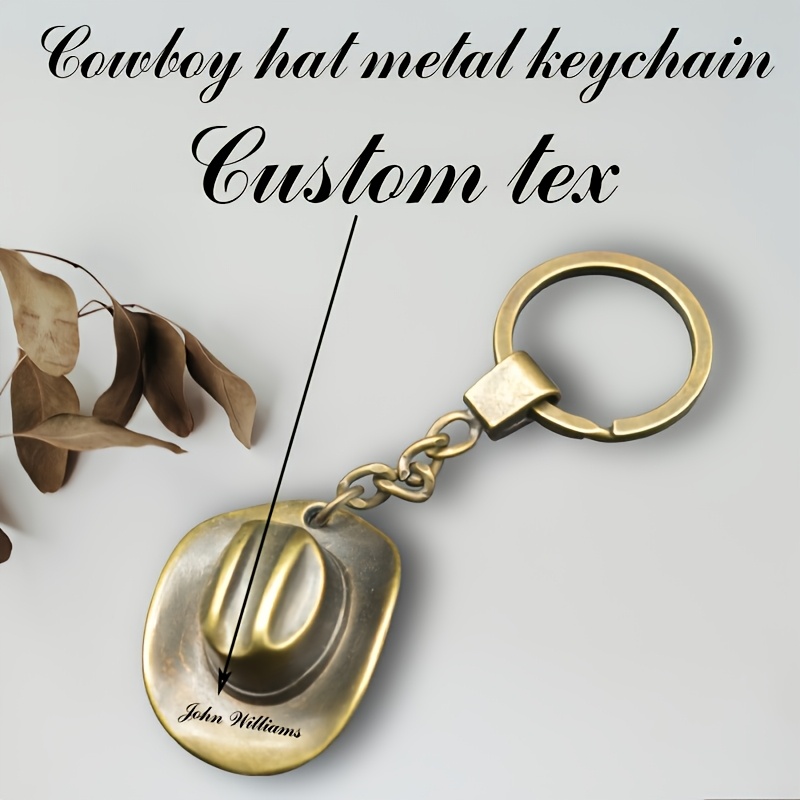 TEMU 1pc Custom Engraved Western- Keychain, Cowboy Hat Shape Creative Gift Key Ring, Accessory For Cowboy Enthusiasts, Suitable As A Christmas Gift