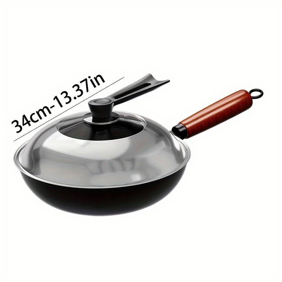 a 0 layer hammer pattern wok made of fine iron   for cooking non stick suitable for household use induction cooker gas stove universal flat bottom pot multiple sizes   from handle   random details 0