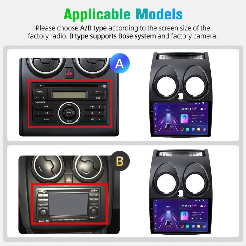 Image of Junsun 9-inch/22.8cm Os Car Stereo With Auto & Carplay For 2006-2013 Touch Screen Multimedia Player, With And Microphone, Ideal For Gifts, Without Battery