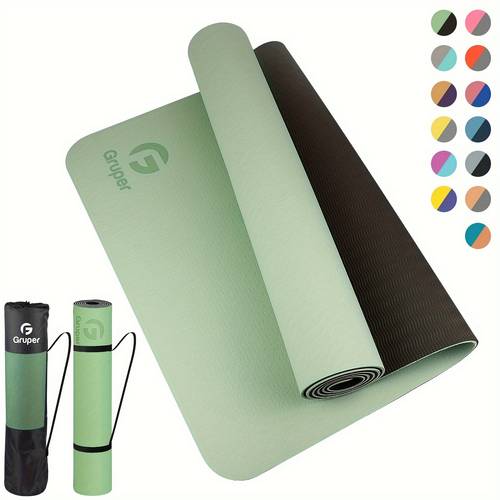 yoga mat for women men 1 4 inch extra thick yoga mat non slip 72 x 24 tpe yoga mats workout mat with carrying strap for yoga pilates and floor exercises