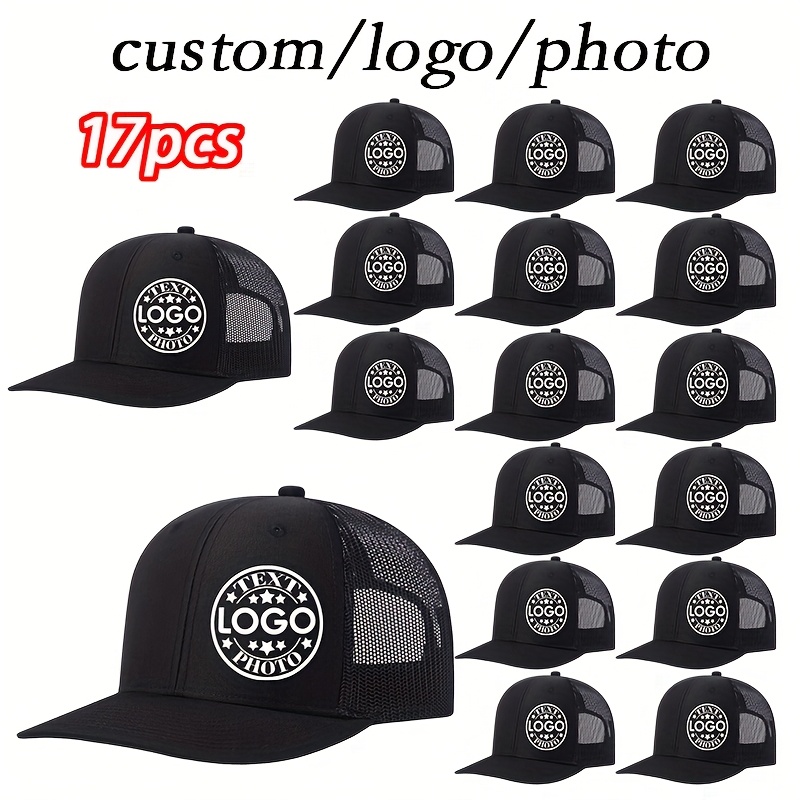 TEMU 17pcs Trucker Custom Baseball Caps, Adjustable Size & Diy Printing, Support Logo/photo Hd Transfer, Unisex , For , Group Events, Bulk Purchase.