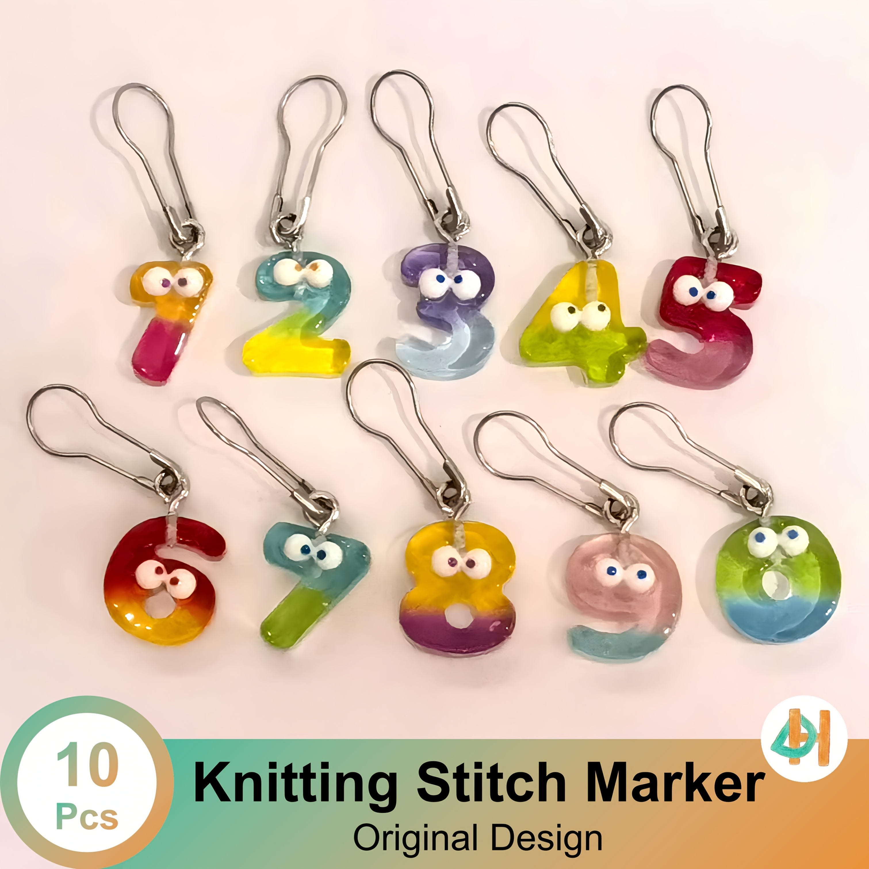 E-shop 10 Stücke, Zahlen-Strickmarkierklammern – Ideal zum Stricken und Zählen – Design von Domi Happy, Das perfekte Geschenk für dich selbst
