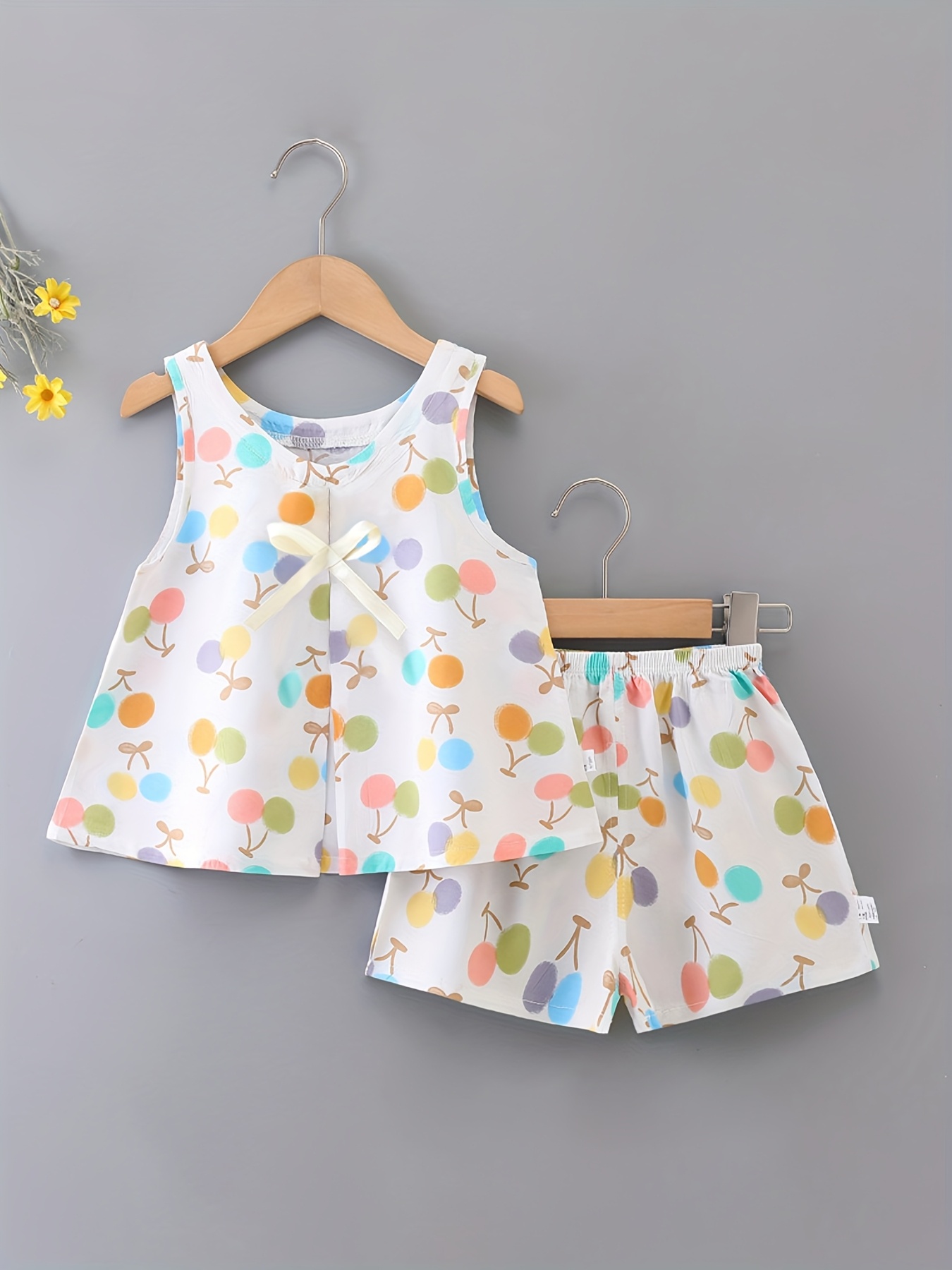 Halloween Two-Piece Set for Girls, Loose Comfortable Fit Thin Lightweight Summer Casual Tank Top Outfit, Casual Wear, Summer Clothing, Floral Print, Stylish Set, Breathable Fabric, Soft Material, Girls' Outfit, Fashion, Clothes, Perfect for Outdoor