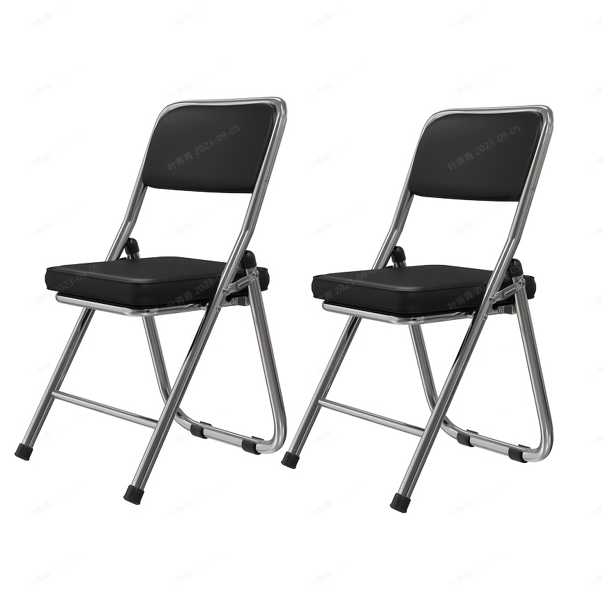 TEMU 2pcs Folding Dining Chair Set - Pu Synthetic Synthetic Leather Upholstered Stackable Chairs - Heavy-duty Indoor/outdoor Folding Chairs For