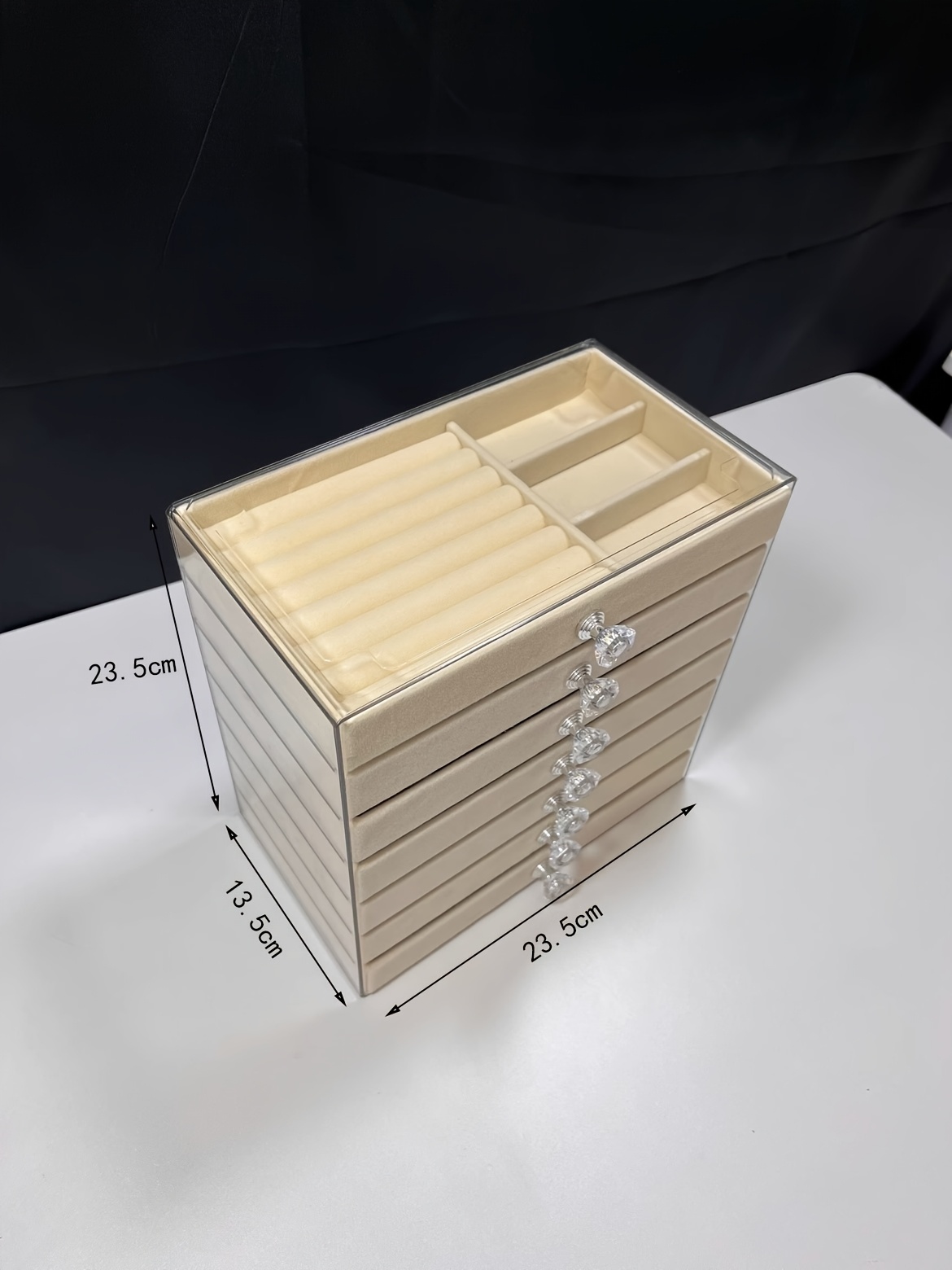 7 tier   large capacity velvet jewelry box luxurious stackable organizer with drawers for earrings rings necklaces bracelets and pendants   desktop display multi purpose use ideal for christmas halloween easter hanukkah and   holiday gifts jewelry organizer storage jewelry boxes Product details 5