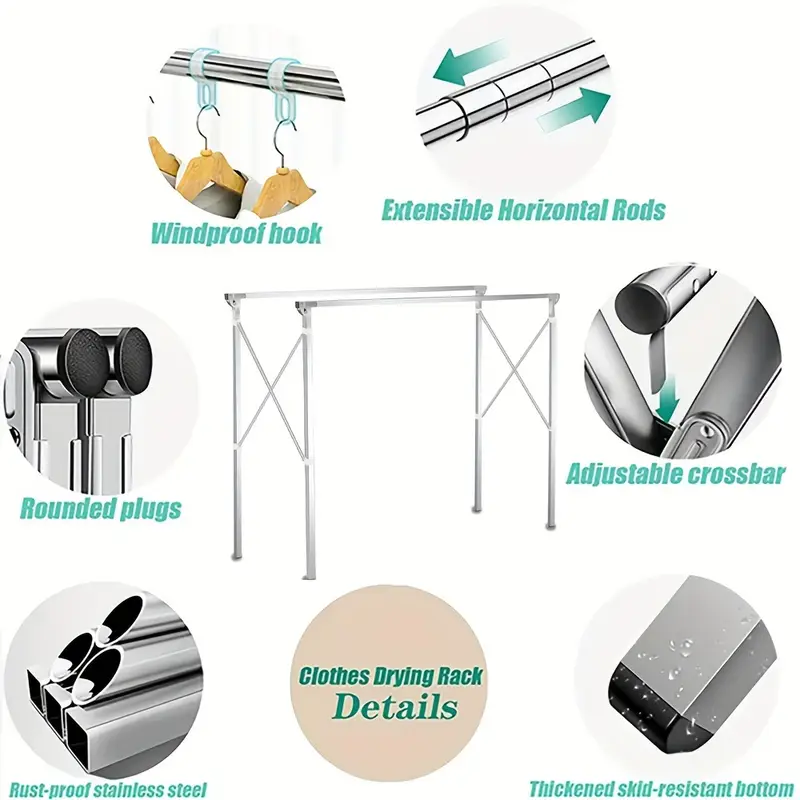 Outdoor Clothes Drying Rack Heavy Duty Stainless Steel - Temu