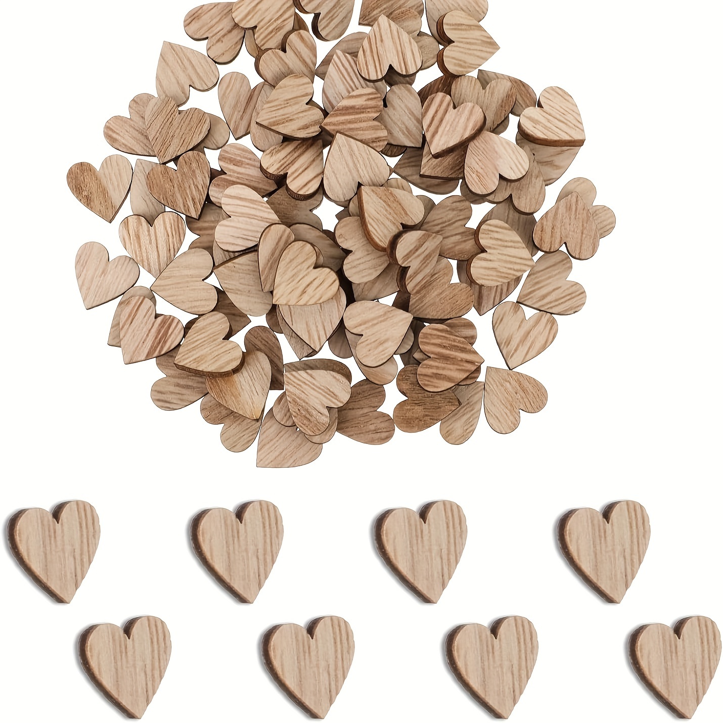 

100pcs Rustic Wooden Heart Confetti, Small Wood Decor For Tags, Wedding Birthday Christening Table Scatter, Diy Crafts, Photo Frame Decoration, Occasion Wooden Heart Decorations