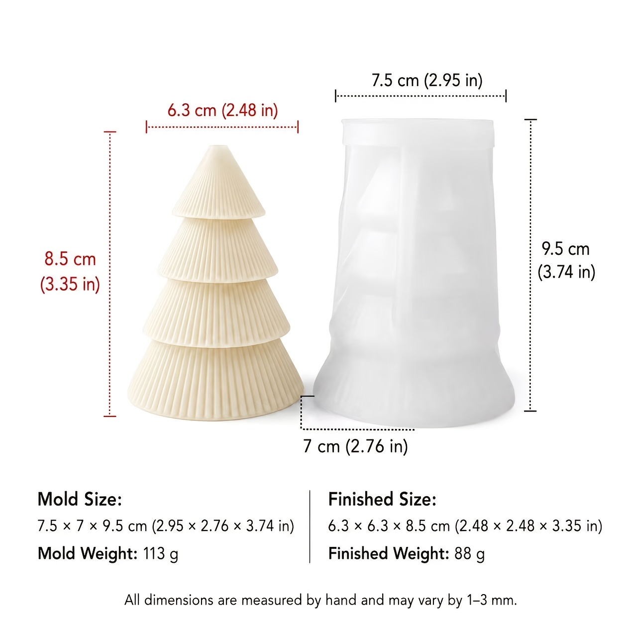 TEMU 3d Four-layer Vertical Stripe Christmas Tree Mold Suitable For Diy Candles, Resin Crafts & Soap Making - Vertical Stripe With Layered Sections