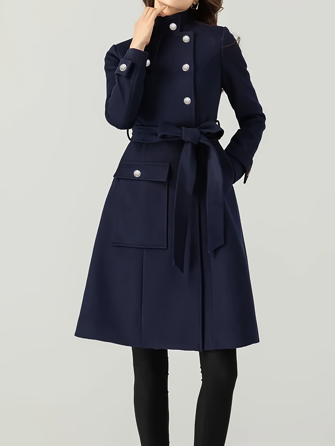 spechir damen wintermantel in marineblau – eleganter knopf