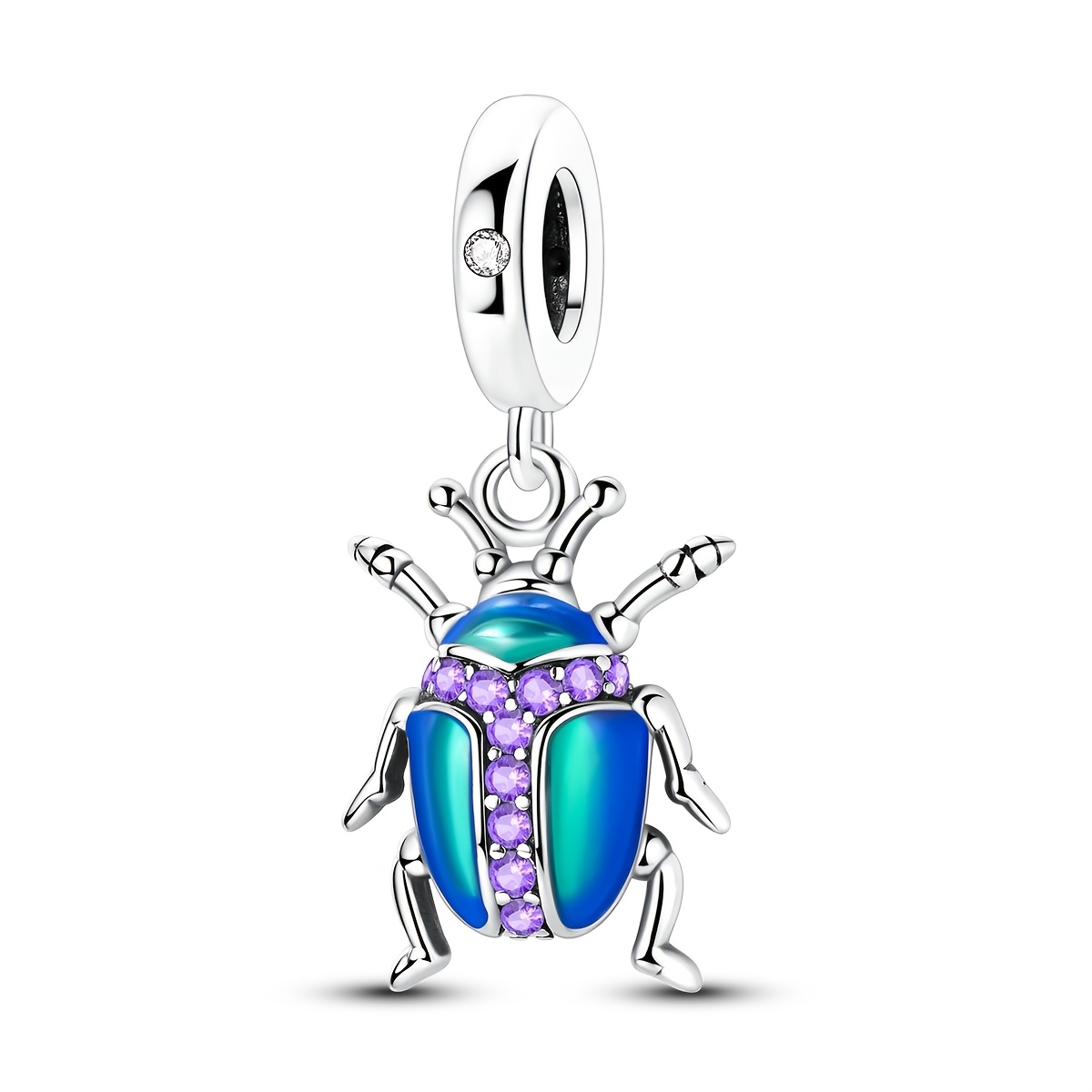 TEMU 1pc de perles argentées au pour femmes, avec des de scarabées colorés. Ces bijoux élégants livrés dans une boîte et conviennent aux bracelets et