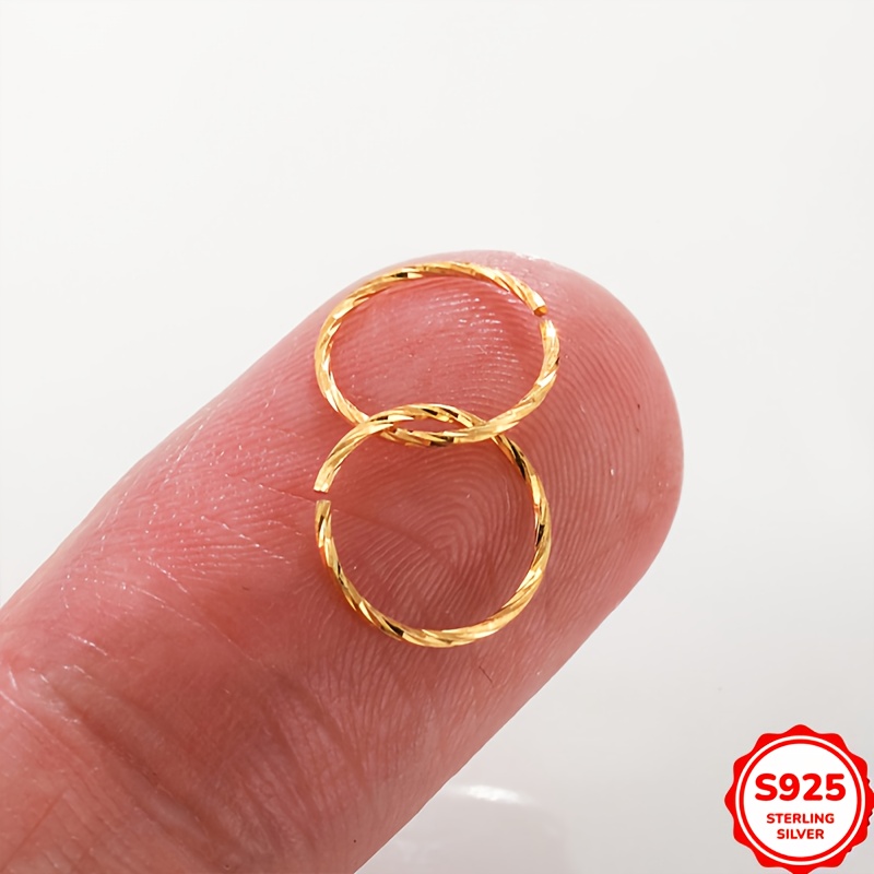 Image of 2pcs Elegant Minimalist S925 Silver Ring Piercing Fine Spiral Hoop Earrings Jewelry Suitable For Daily Wear