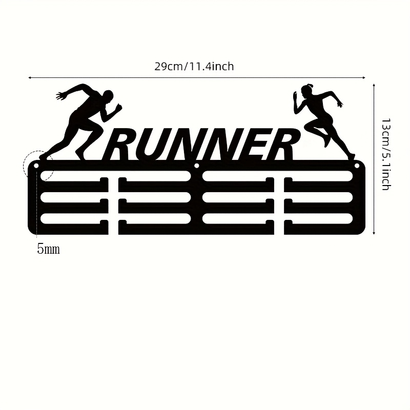 TEMU 1pc Ferrous Metal Running Medal Pendant Display - Wall-mounted Medal Holder For Race Marathon , 11.4x5.1 Inches, , Home Decoration, Practical