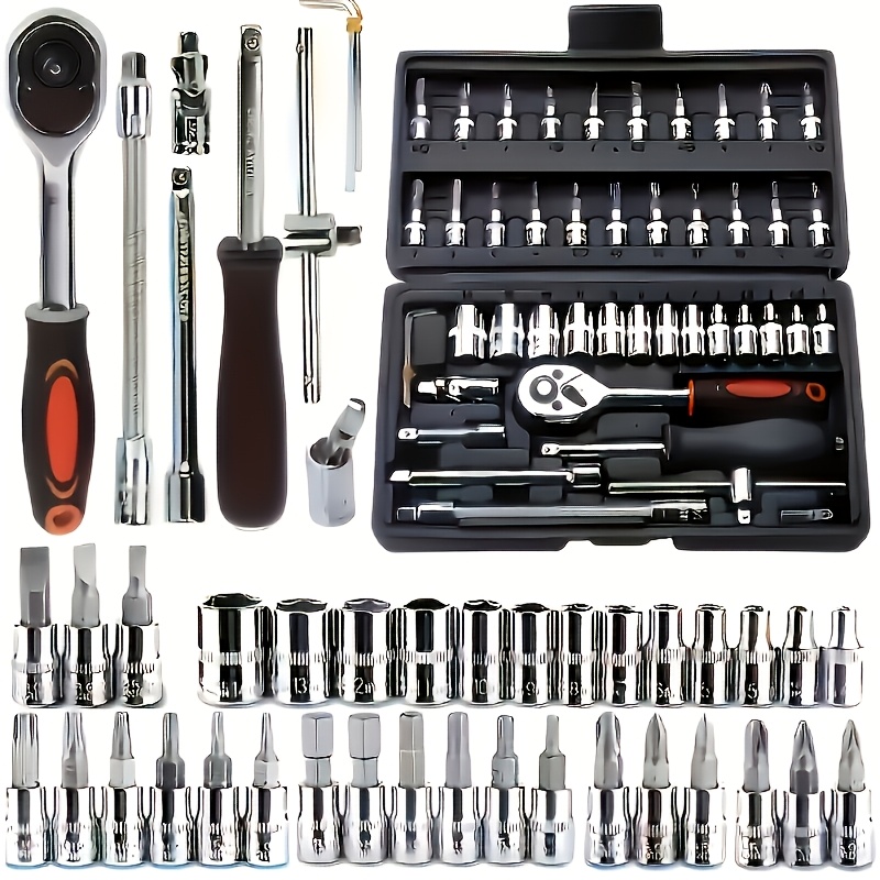 TEMU For Tool Set, Available In 56/48/12pcs For Household And Automotive Repairs, Comes With A Drawer Toolbox For Storage, A Versatile For Home Tool