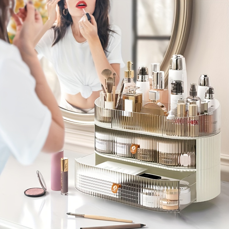 

1/2 Piece Stackable Cosmetic Storage Box, With Transparent Drawers, Layer Used Independently, Dustproof And Waterproof Bathroom, Dressing Table Storage Box, Pet Material To The Product Life