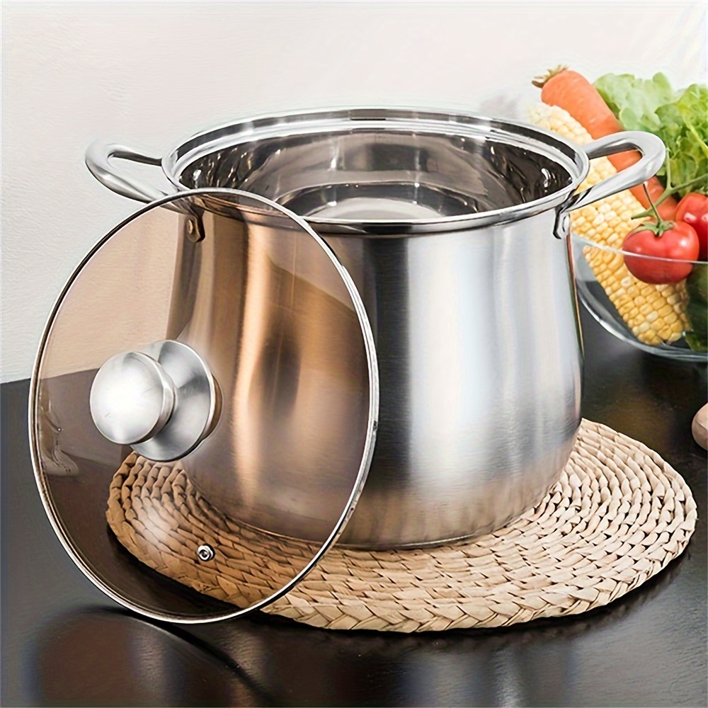 1pc Stainless Steel Large Soup Pot For Outdoor Camping Cooking Kitchen