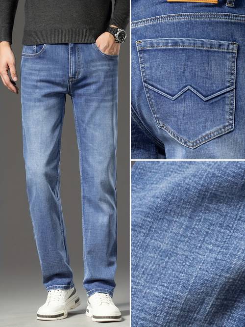 Мужские свободные однотонные джинсовые брюки с карманами, повседневные джинсы для активного отдыха