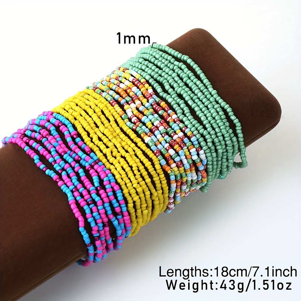 Bohemian Ethnic Beaded Bracelet Set - Colorful Bead Bracelets with Flo