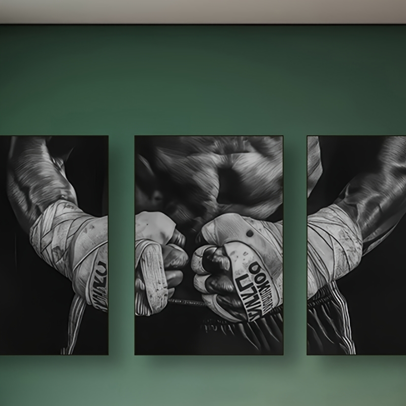 

3pcs Boxing Canvas Art Set - , Living Room & Bedroom Decor, Craft Art, Room Decor