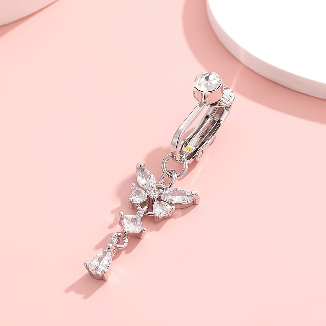 TEMU 1 Pendiente de con forma de , anillo de sin perforar con forma de , pendiente de de clip, adecuado para uso diario de mujer