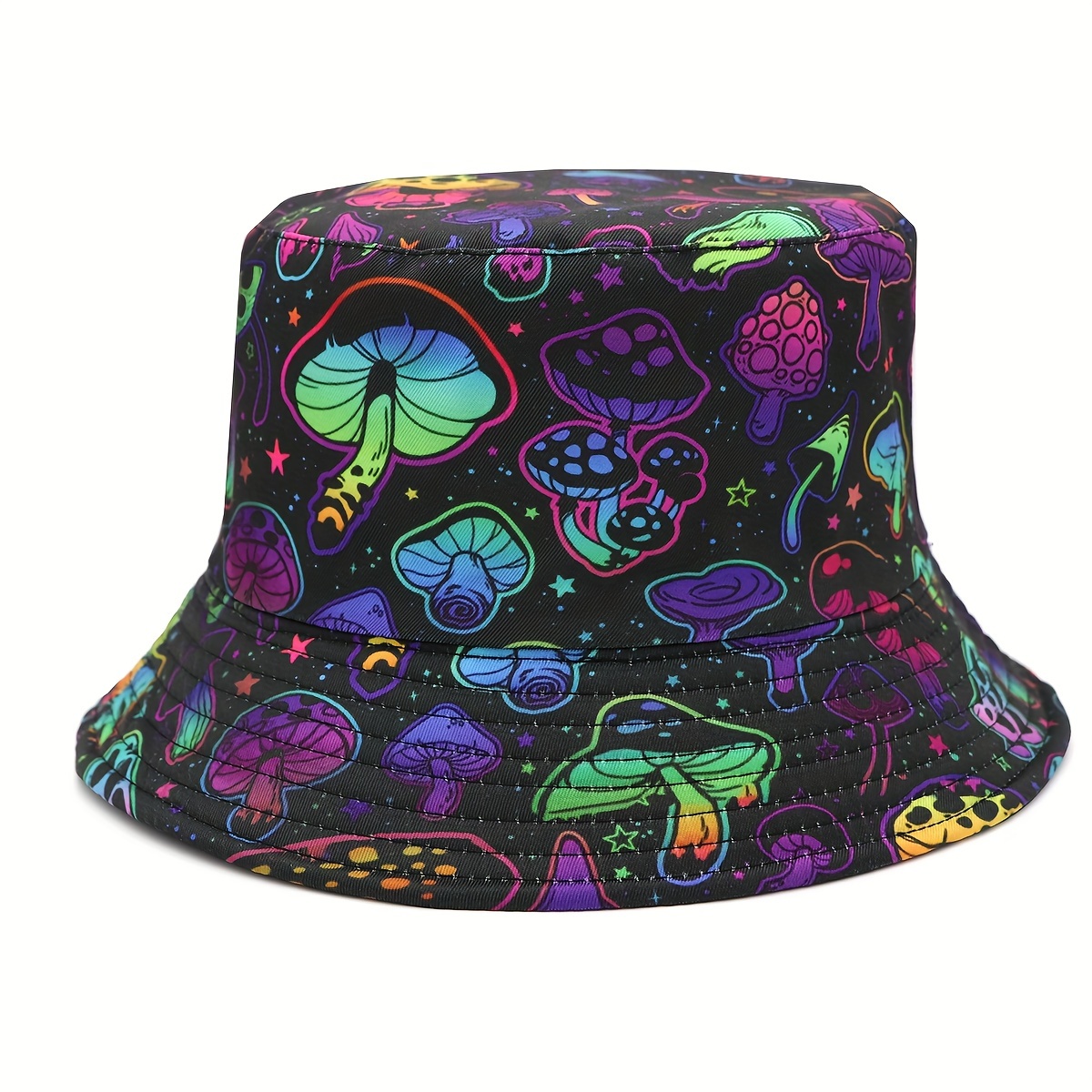 E-shop Ein lässiger Bucket Hat mit Pilzmuster, ein Unisex Street Hip-Hop wendbarer Bucket Hat, für Partys