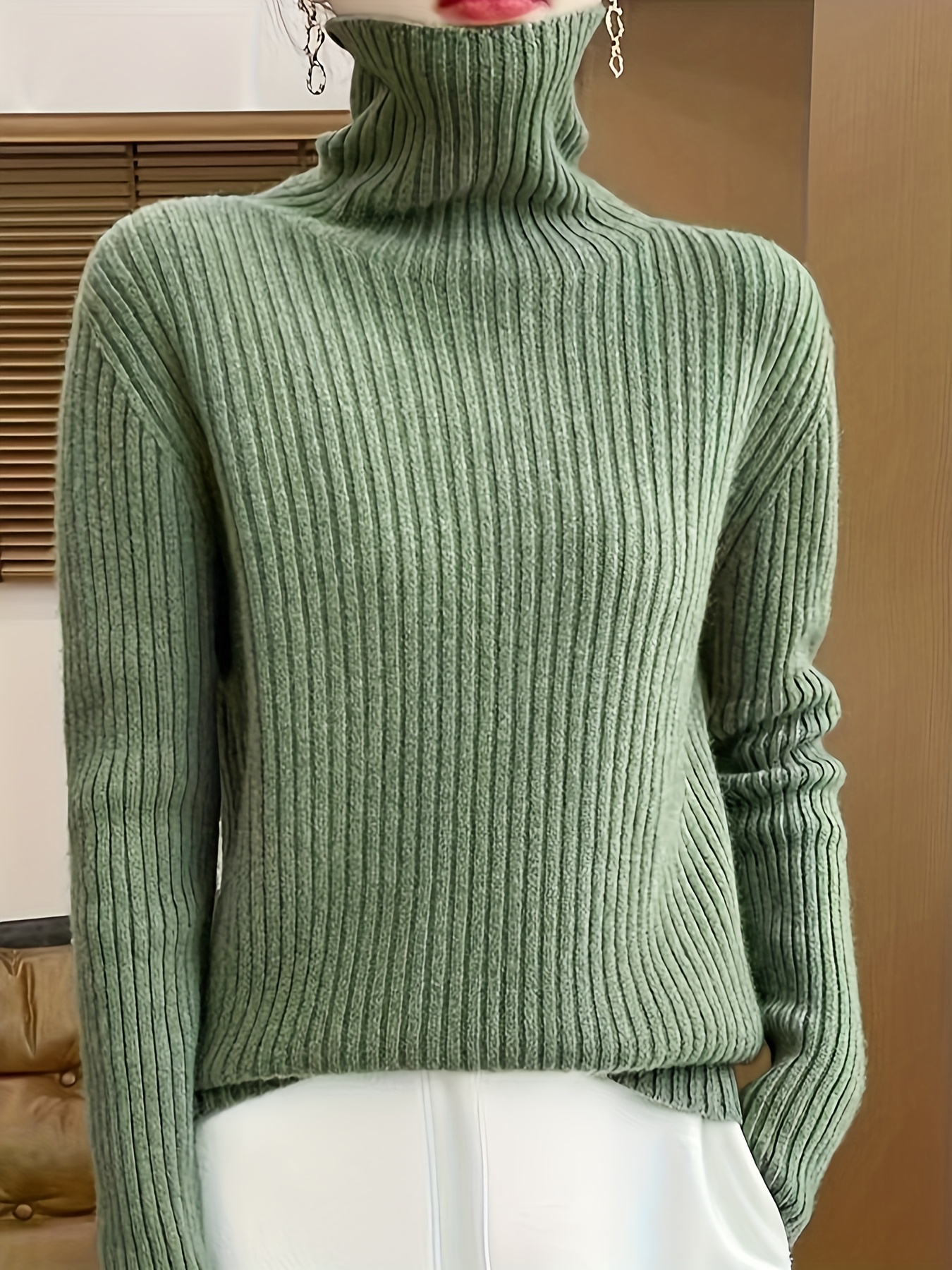 Suéter De Punto De Manga Larga Para Mujer Para Otoño E Invierno, Casual, Cuello Redondo, Manga