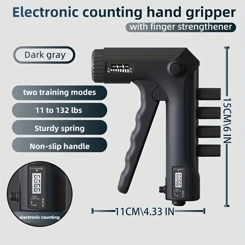 11 132 lbs 5 60kg smart hand grip trainer with pressure sensor adaptive weight durable spring mechanical counter non slip for finger arm strength fitness office relax black white compact Product details 4