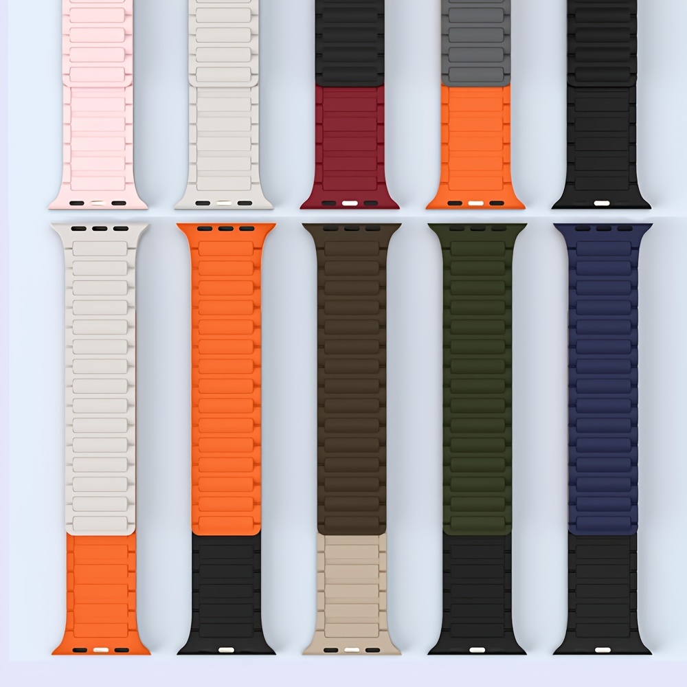 

Double-sided Magnetic Silicone Watch Bands For Apple Watch Ultra/se/9/8/7/6/5/4/3/2 - Water-resistant Wristbands With Magnetic Clasp Closure