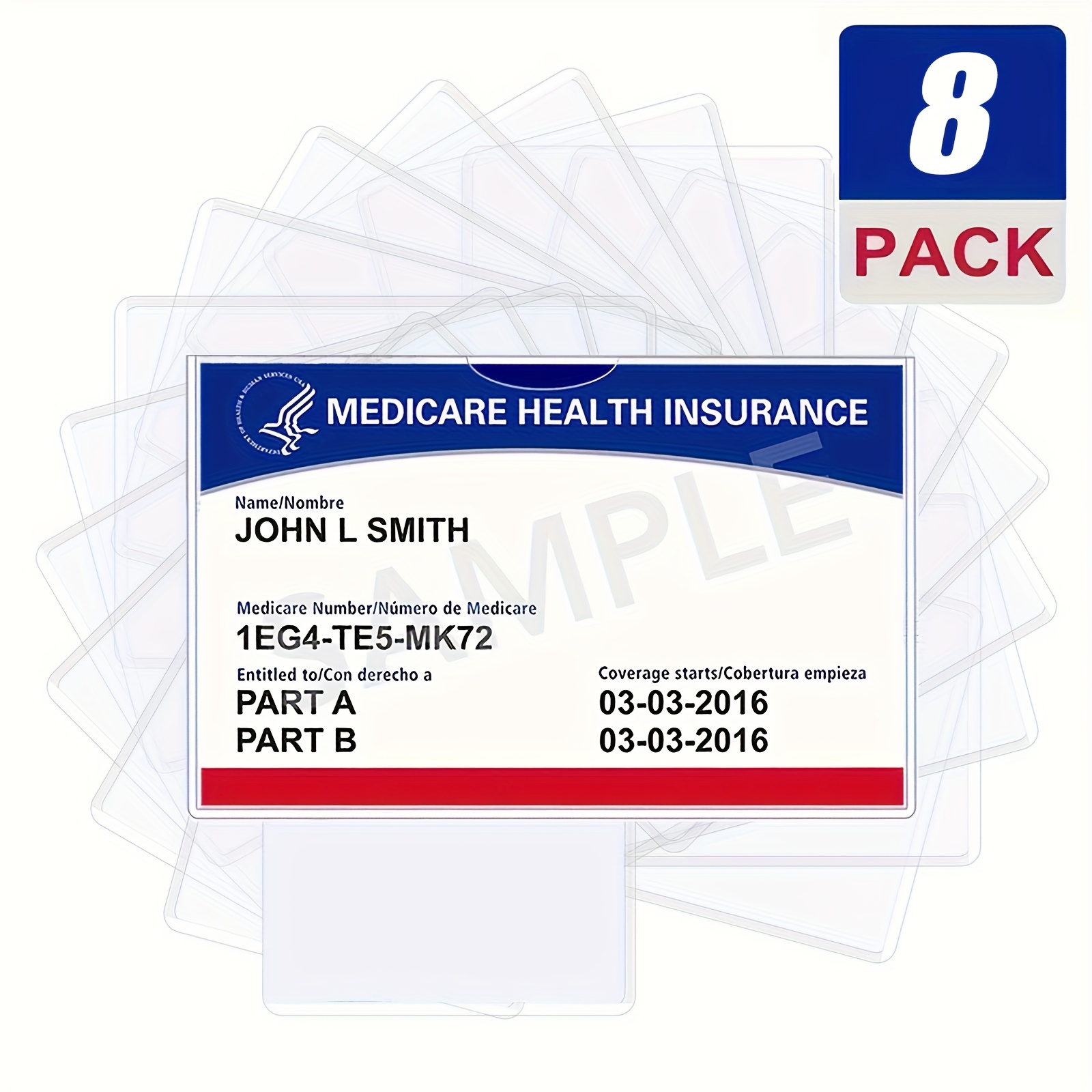 Soft And Durable 8/16 * PVC Waterproof Card Protector Sleeves, Clear  SSN/game Card/Medicare/Credit Card Holder for Wallet Storage