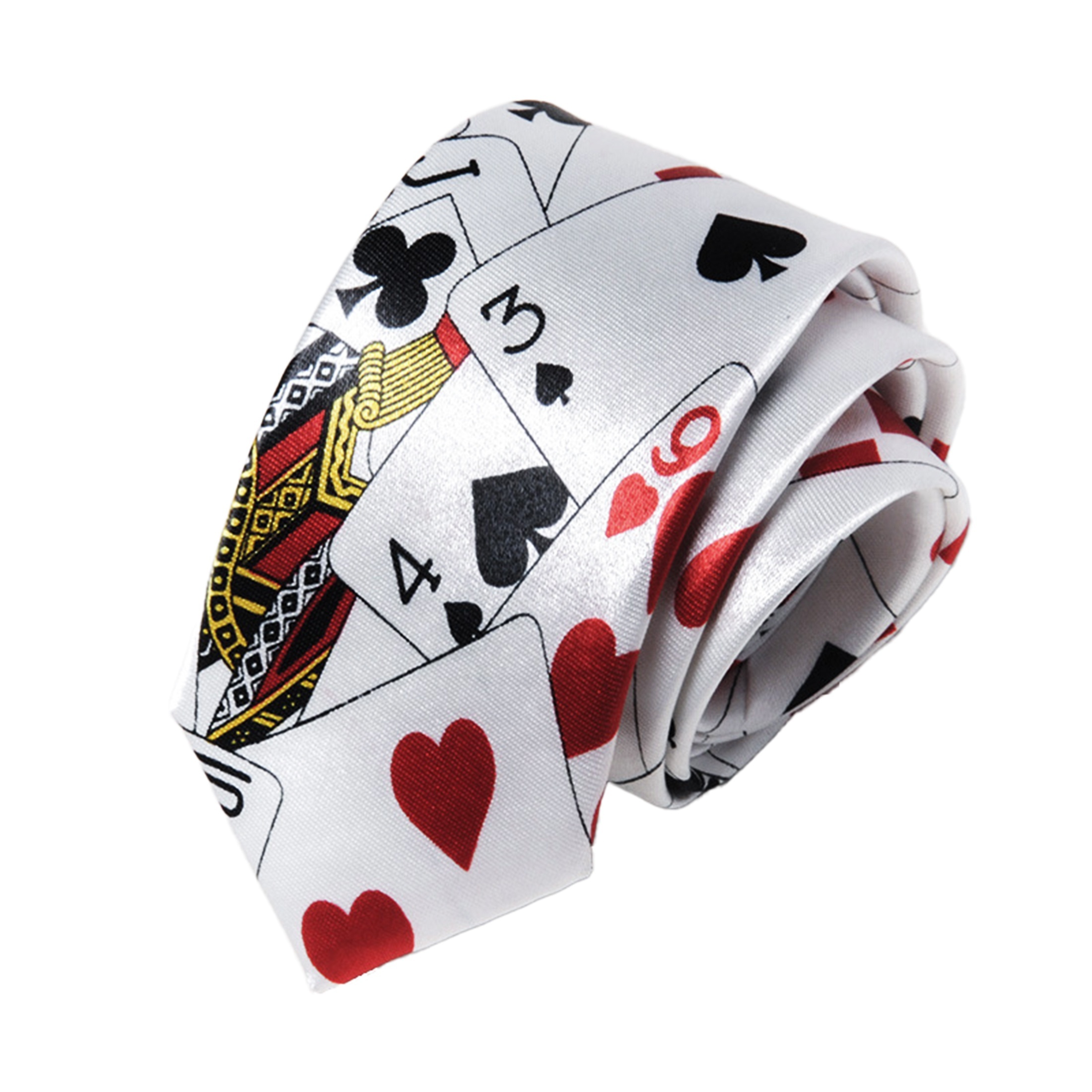 

Printed Tie With Playing Card Pattern - Unisex, Suitable For Holiday Parties Or Daily Wear