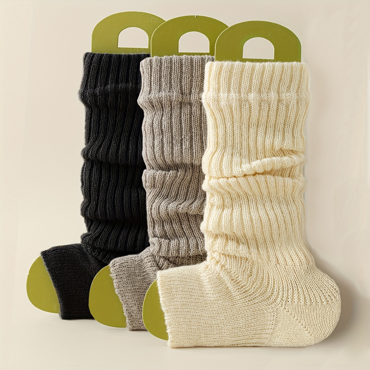 

3pcs Elegant Women's Leg Warmers - Cozy & Slimming, Solid Color With Side Detail, Fall/winter