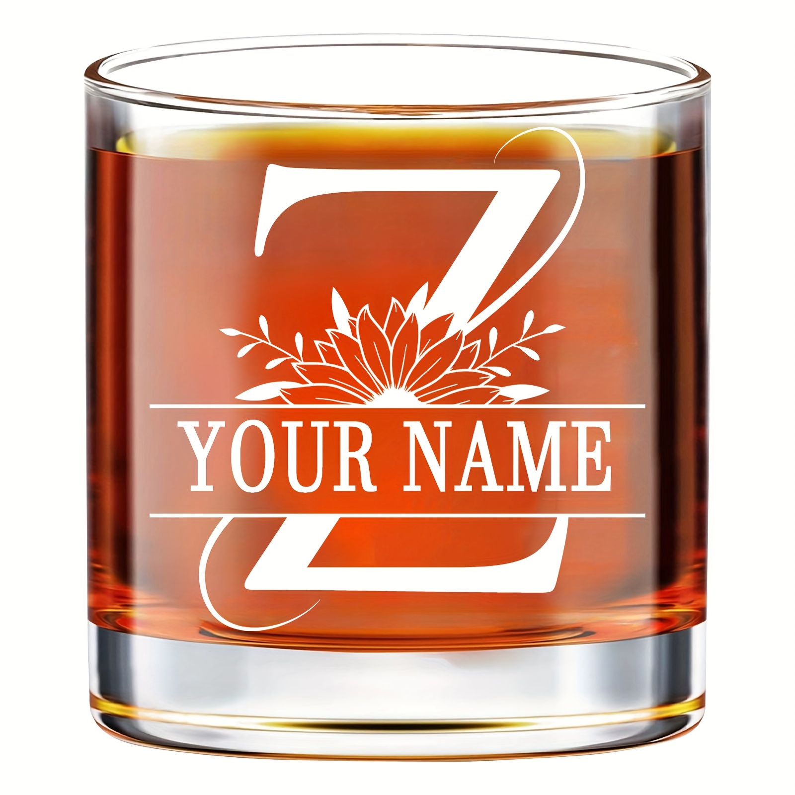 TEMU 1pc/11oz/330ml/personalized Initial Whiskey Glasses, Custom Name Funny Whiskey Gifts For Men Dad Coworker Him, Whiskey Glass, Monogrammed Gifts