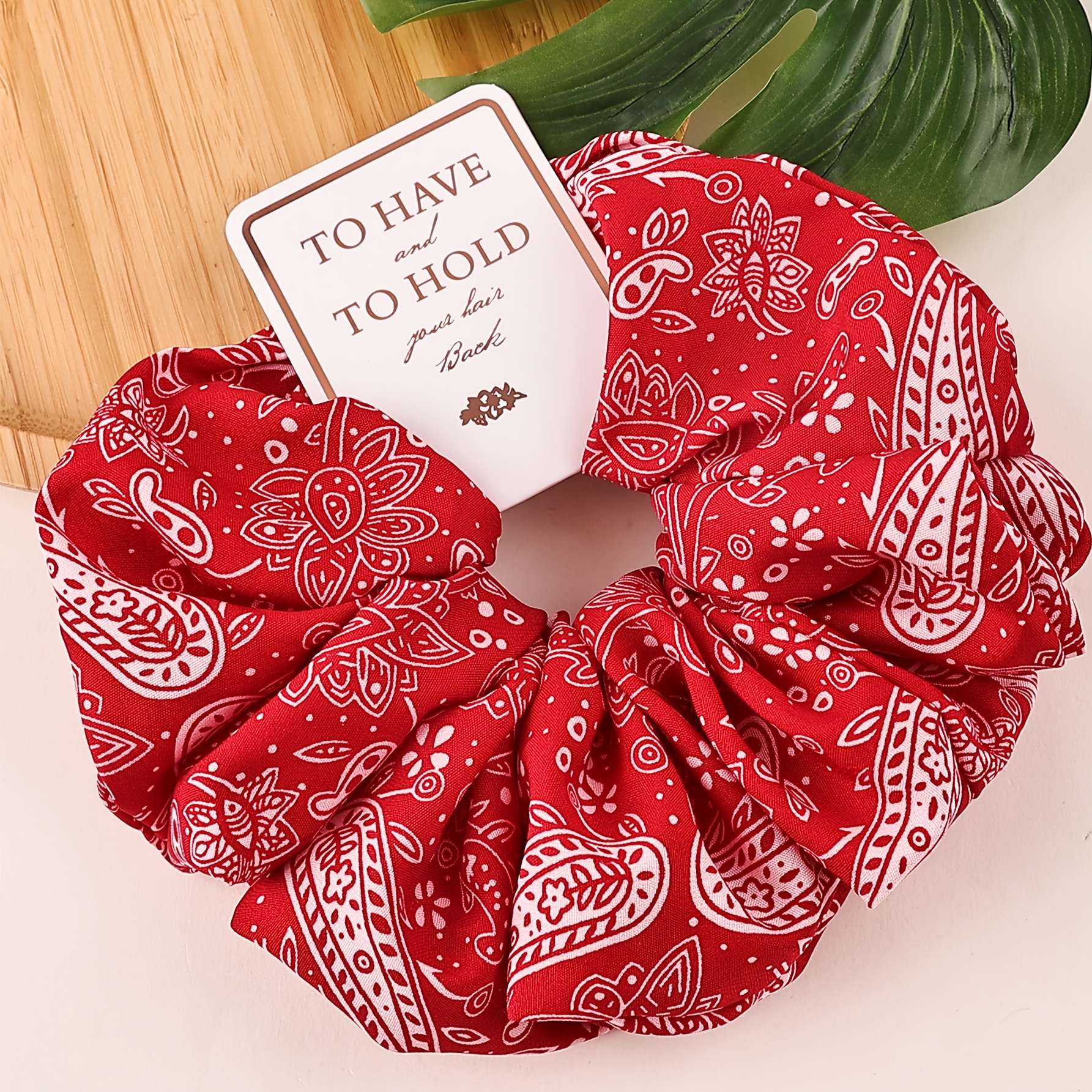 TEMU 1 pièce Élastique à cheveux surdimensionné en satin multicolore à motif , convient comme cadeau pour femme, accessoire de cheveux décoratif