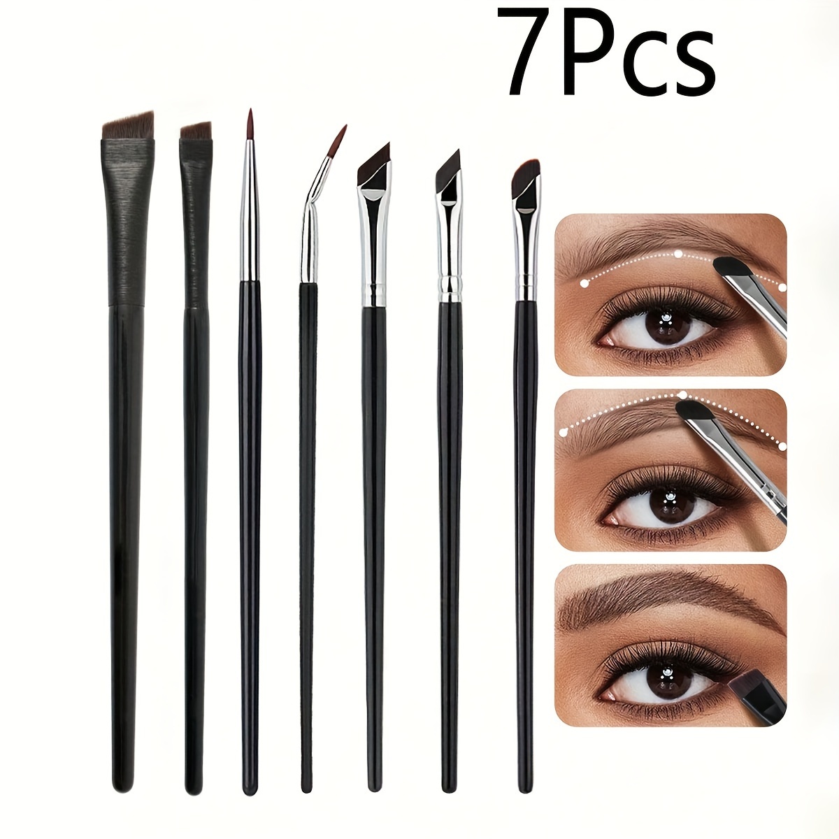 

Ensemble de 7 Pinceaux de Maquillage pour de - Pinceaux Angulaires pour Eyeliner, Fards à Paupières & Détails avec Poils Synthétiques pour Tous Types de Peau, Pinceau Anti-Puces, Pinceau Eyeliner