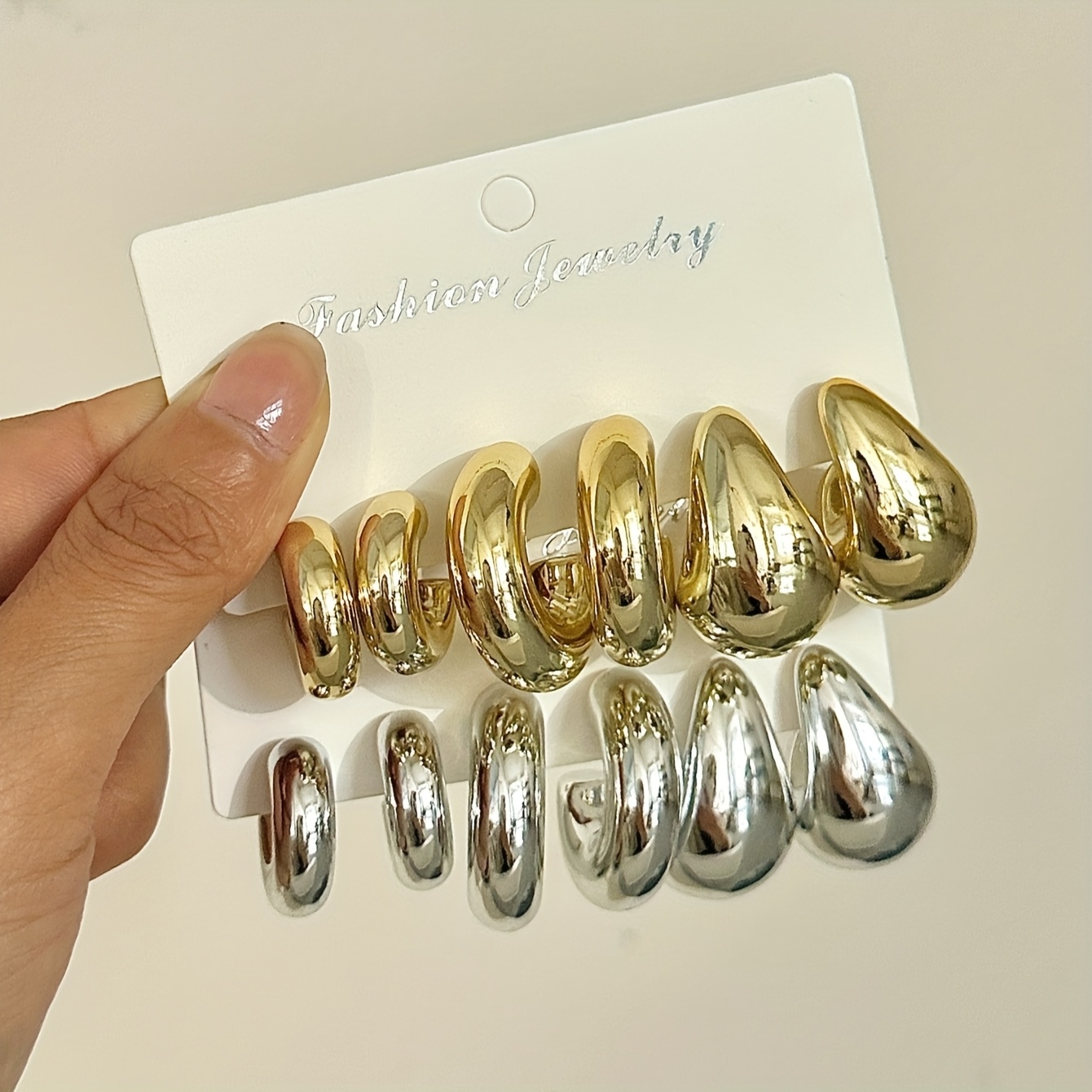 6pcs Teardrop Earrings Set Lightweight CCB Material Stylish All Season