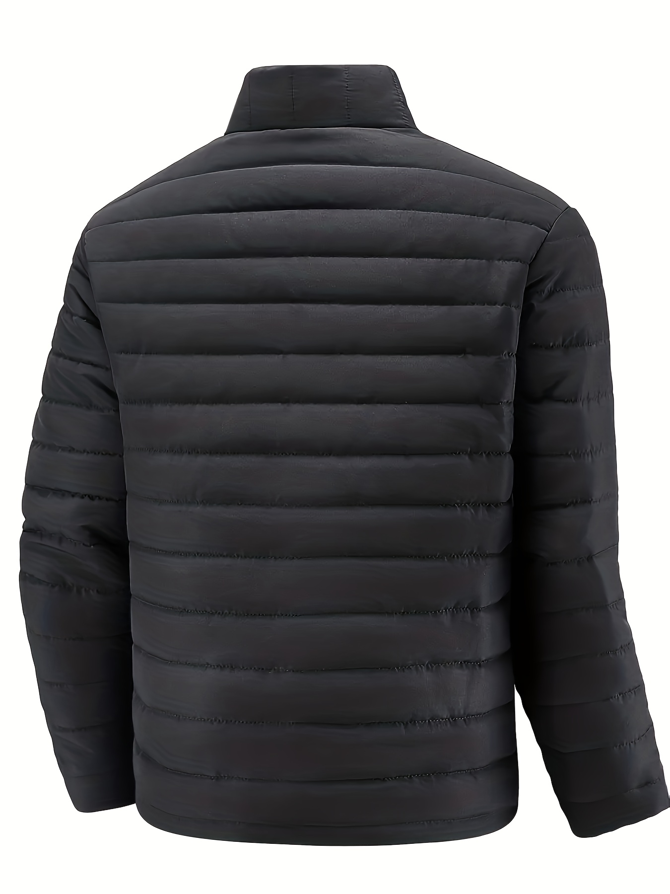 mens stand collar padded jacket warm quilted coat black navy