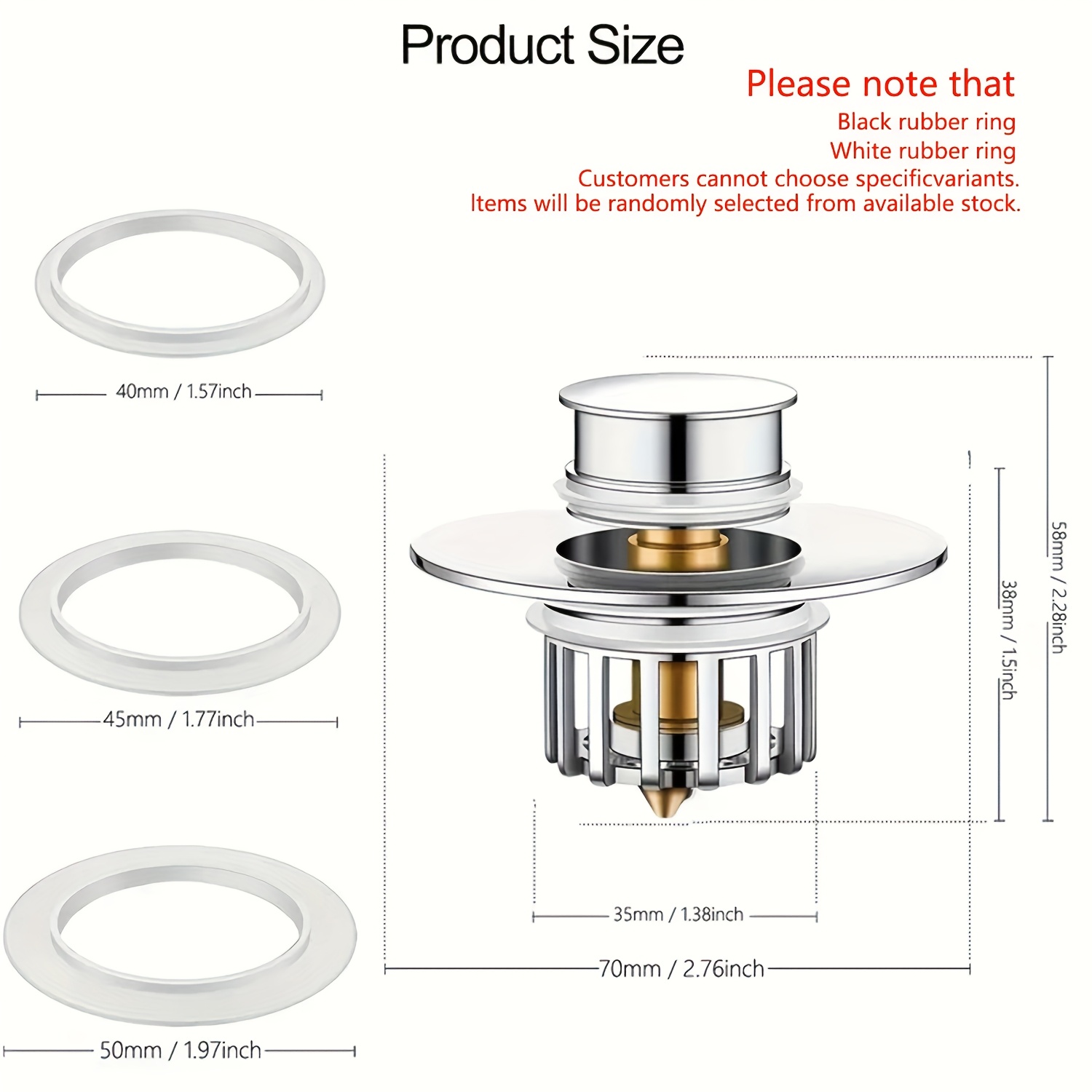38mm-48mm 3-in-1 Bathtub Filter Bounce Core