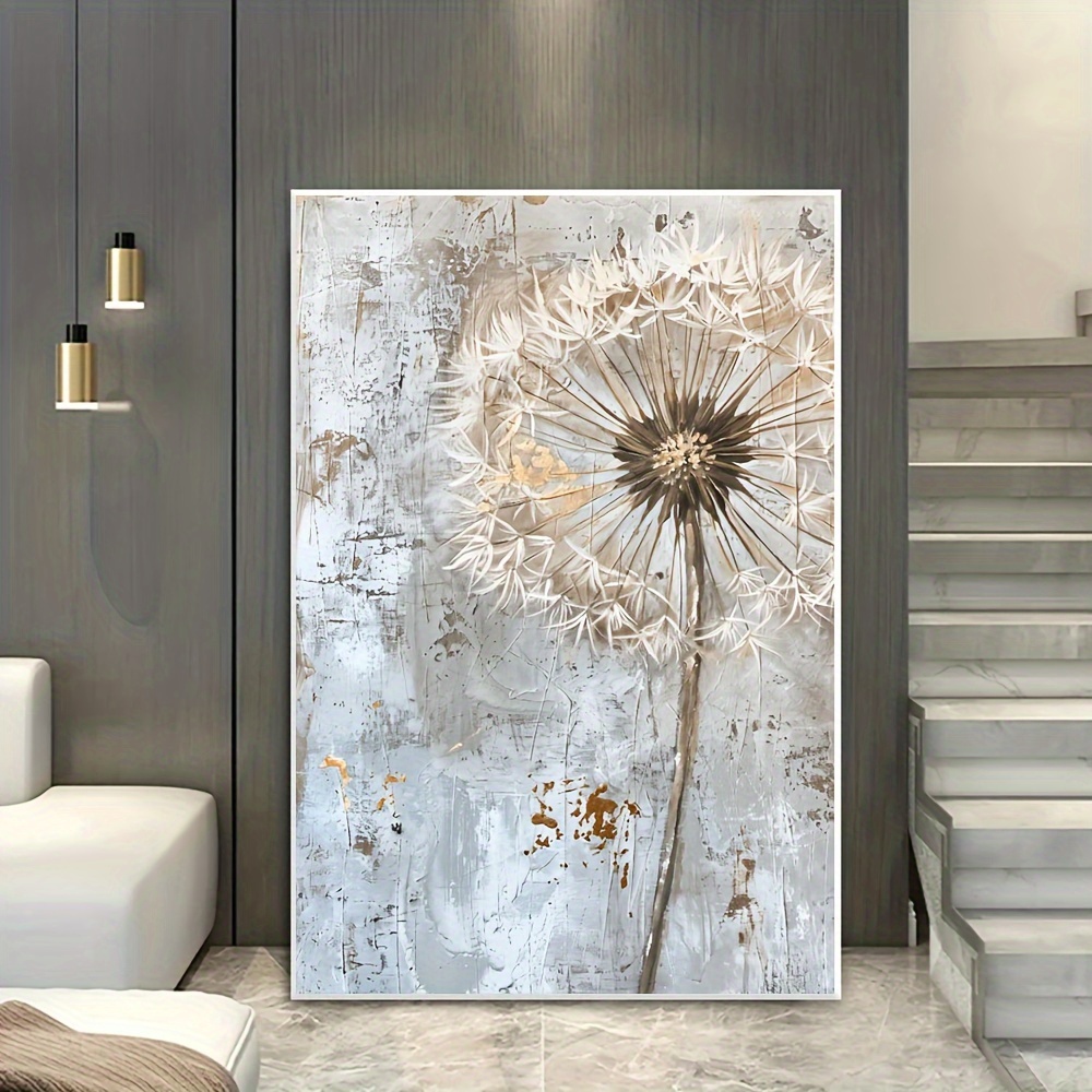 

Modern Abstract Dandelion Canvas Wall Art, Frameless Large 31.49x47.24 Inch, Textured Print For Living Room And Bedroom Decor, No Power Needed